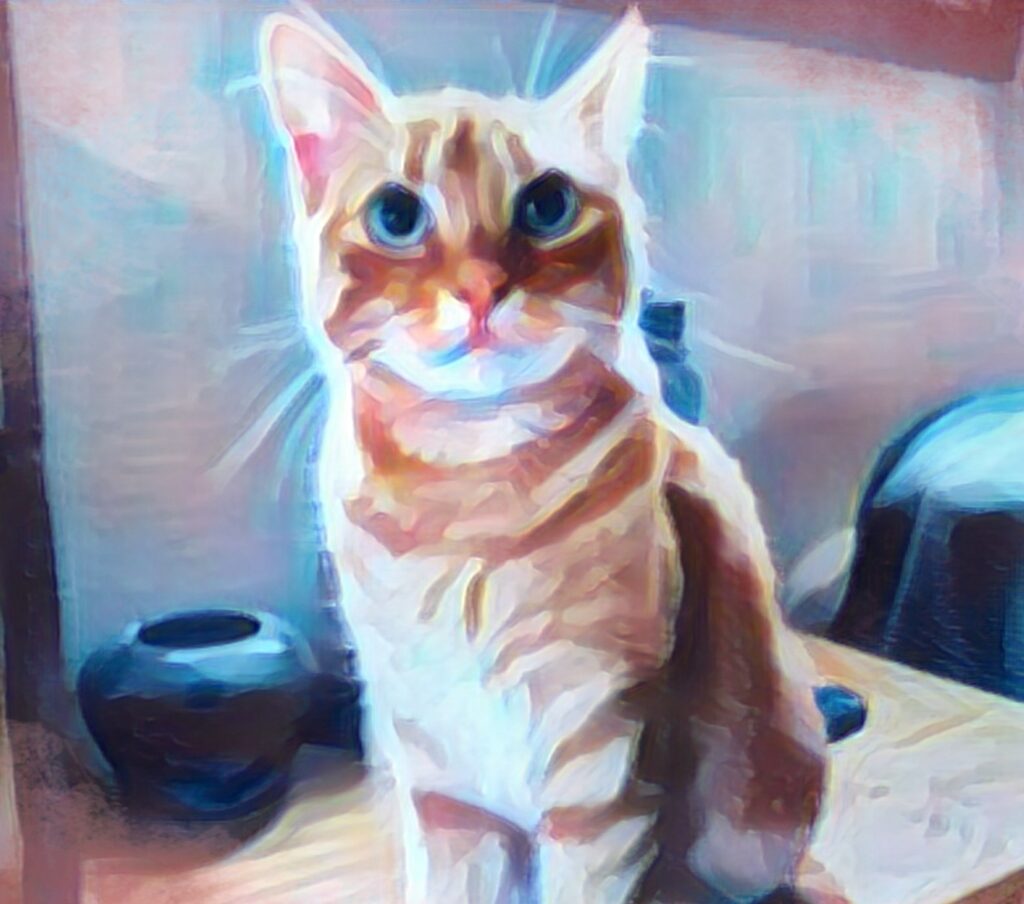 Ginger on nightstand pastel